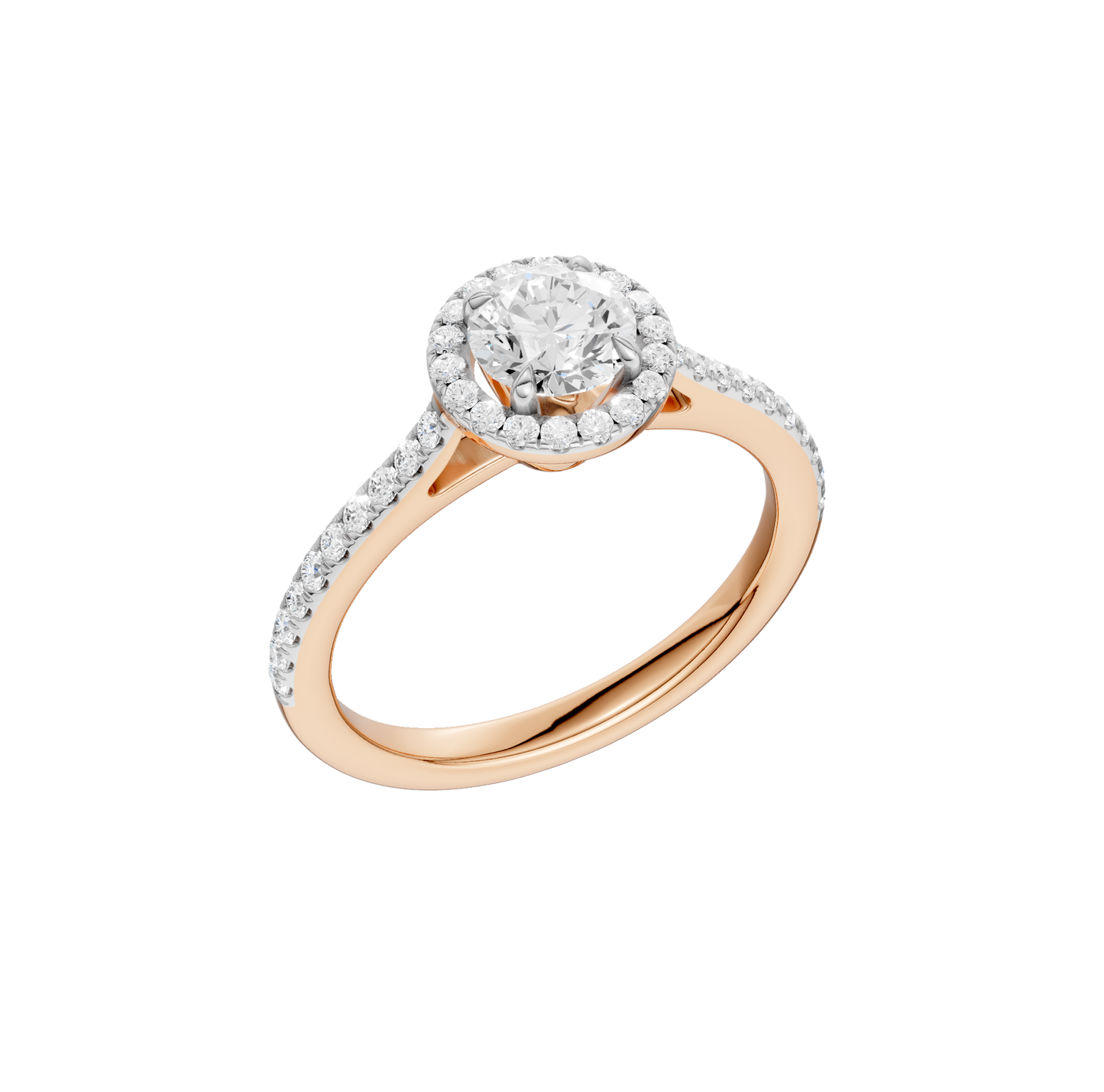1.00ct Round Certified Single Halo Lab Diamond Ring