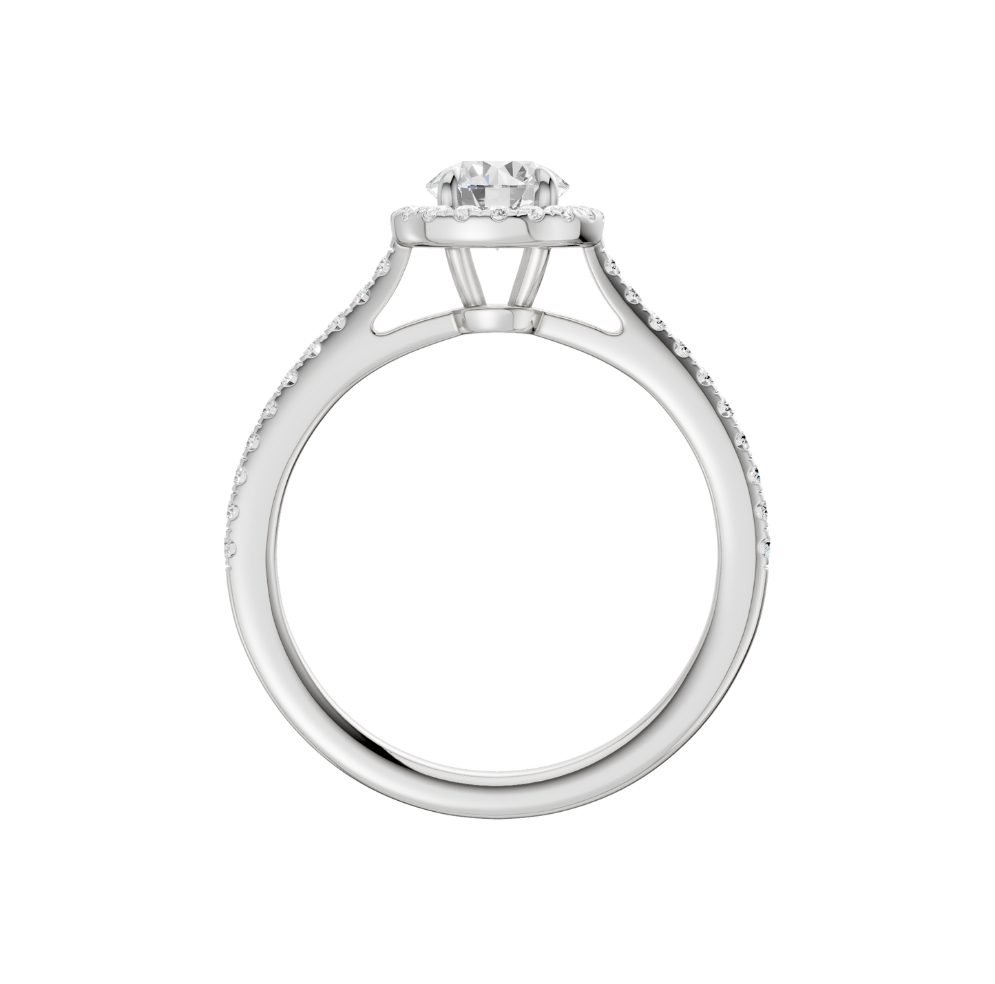 1.00ct Round Certified Single Halo Lab Diamond Ring