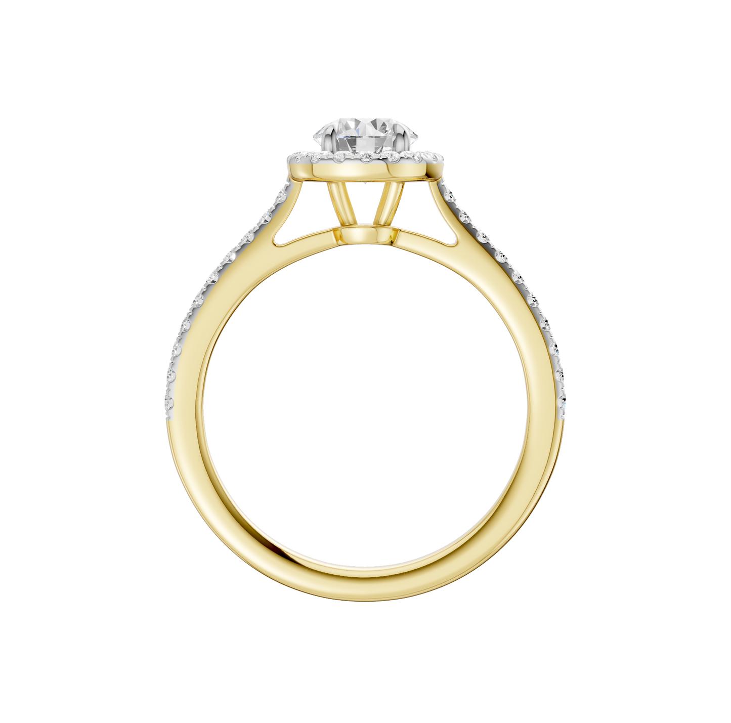 1.00ct Round Certified Single Halo Lab Diamond Ring