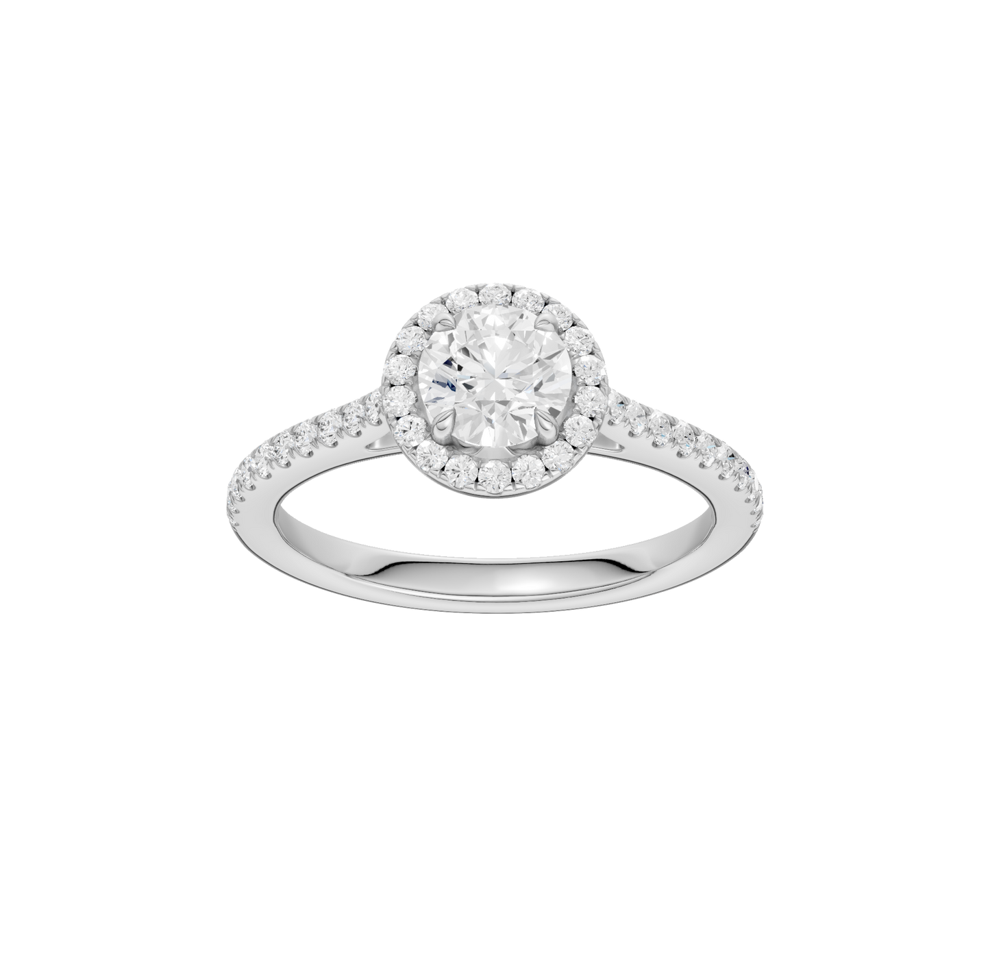 1.00ct Round Certified Single Halo Lab Diamond Ring