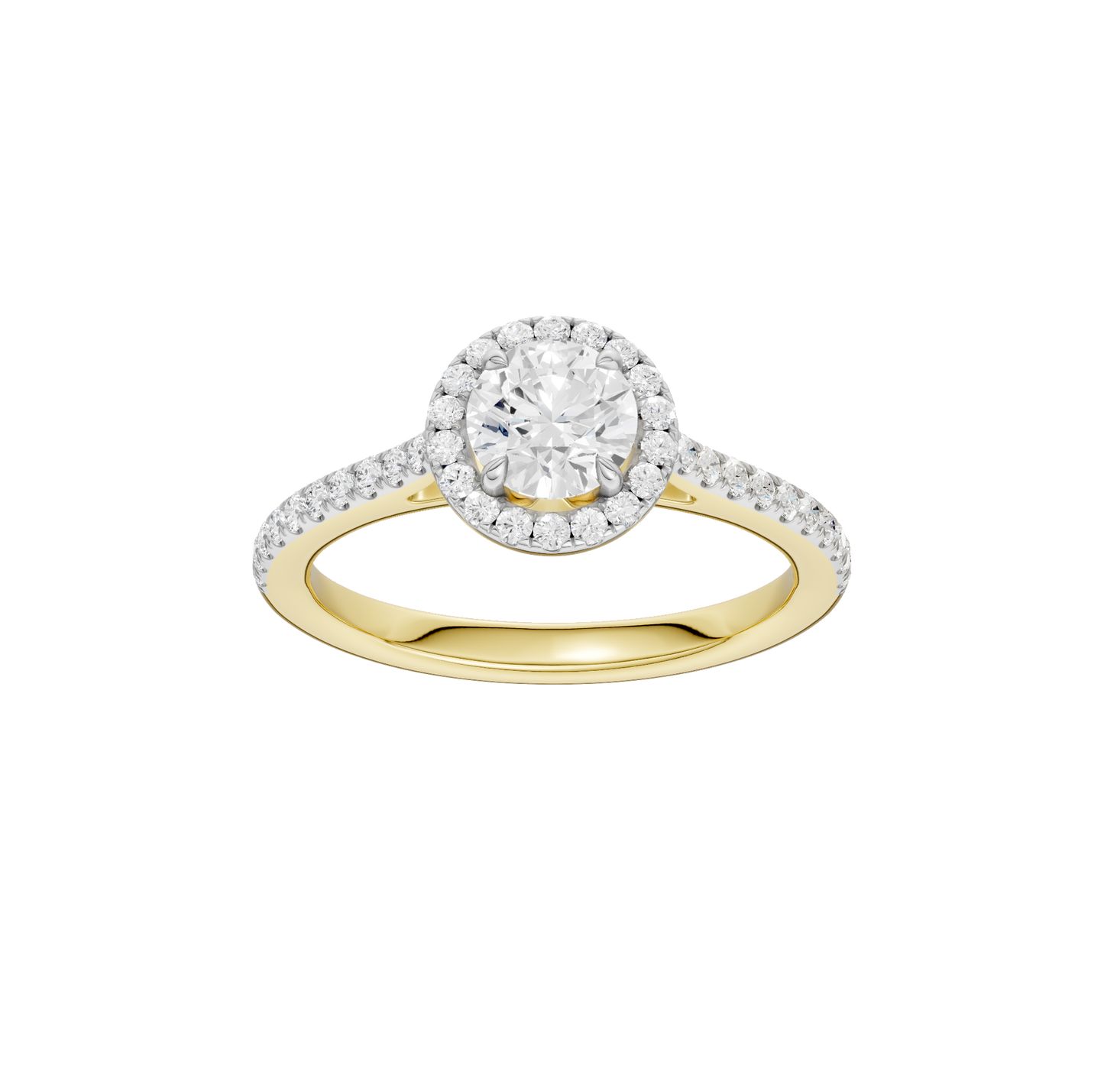 1.00ct Round Certified Single Halo Lab Diamond Ring