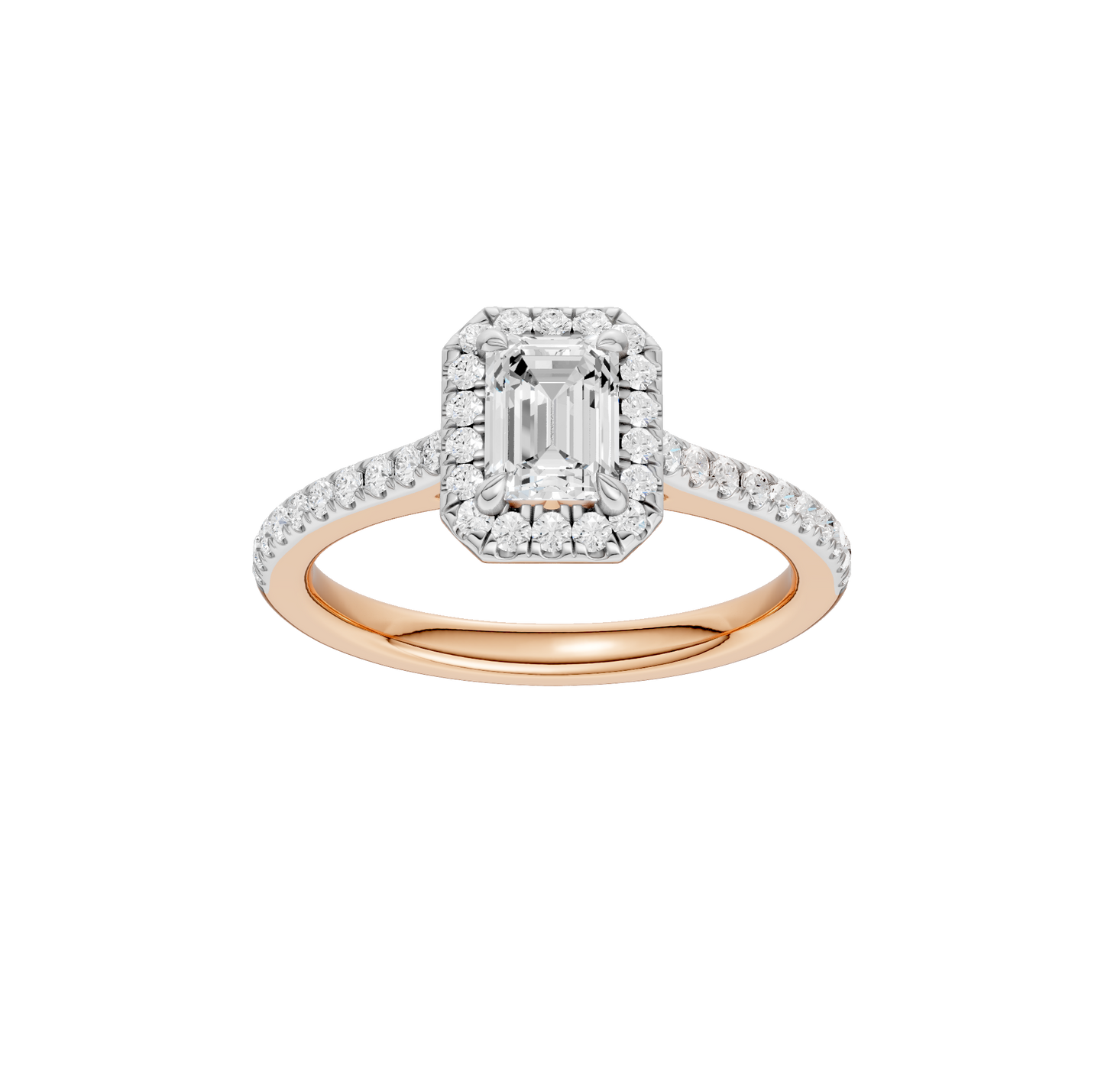 1.00ct Emerald Certified Single Halo Lab Diamond Ring