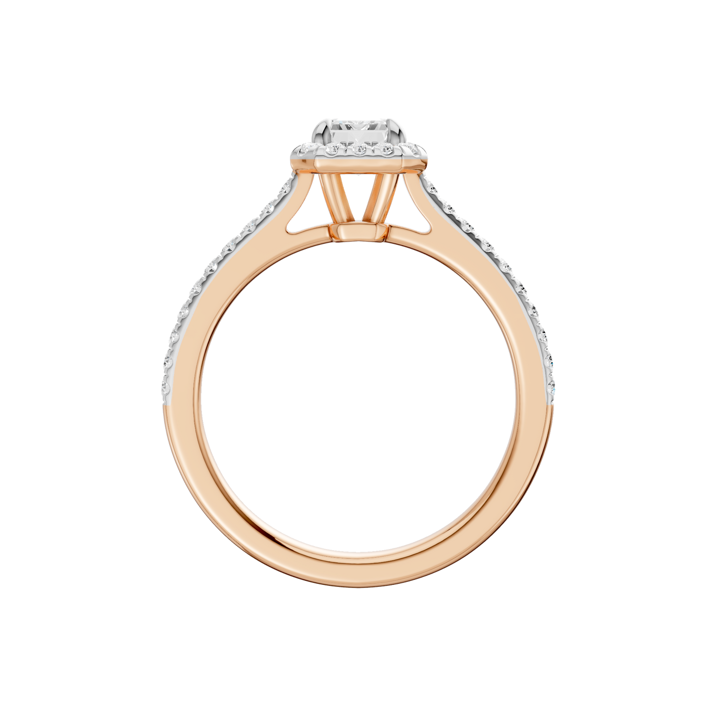 1.00ct Emerald Certified Single Halo Lab Diamond Ring