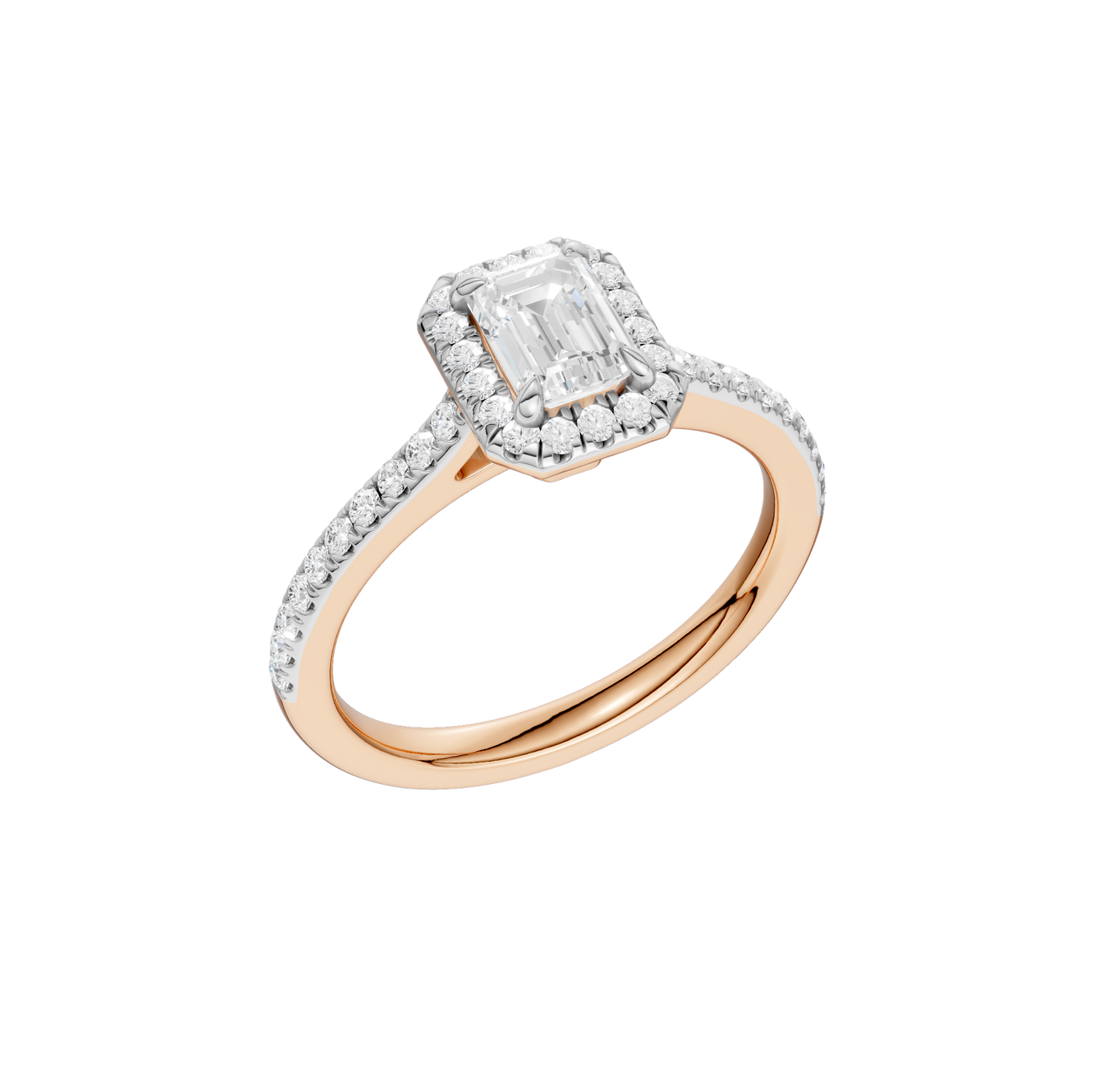 1.00ct Emerald Certified Single Halo Lab Diamond Ring