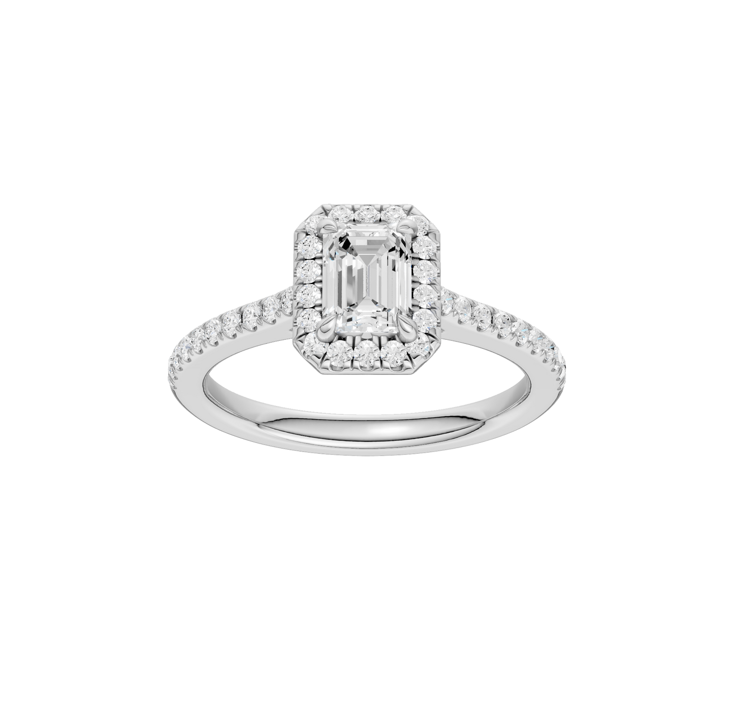 1.00ct Emerald Certified Single Halo Lab Diamond Ring