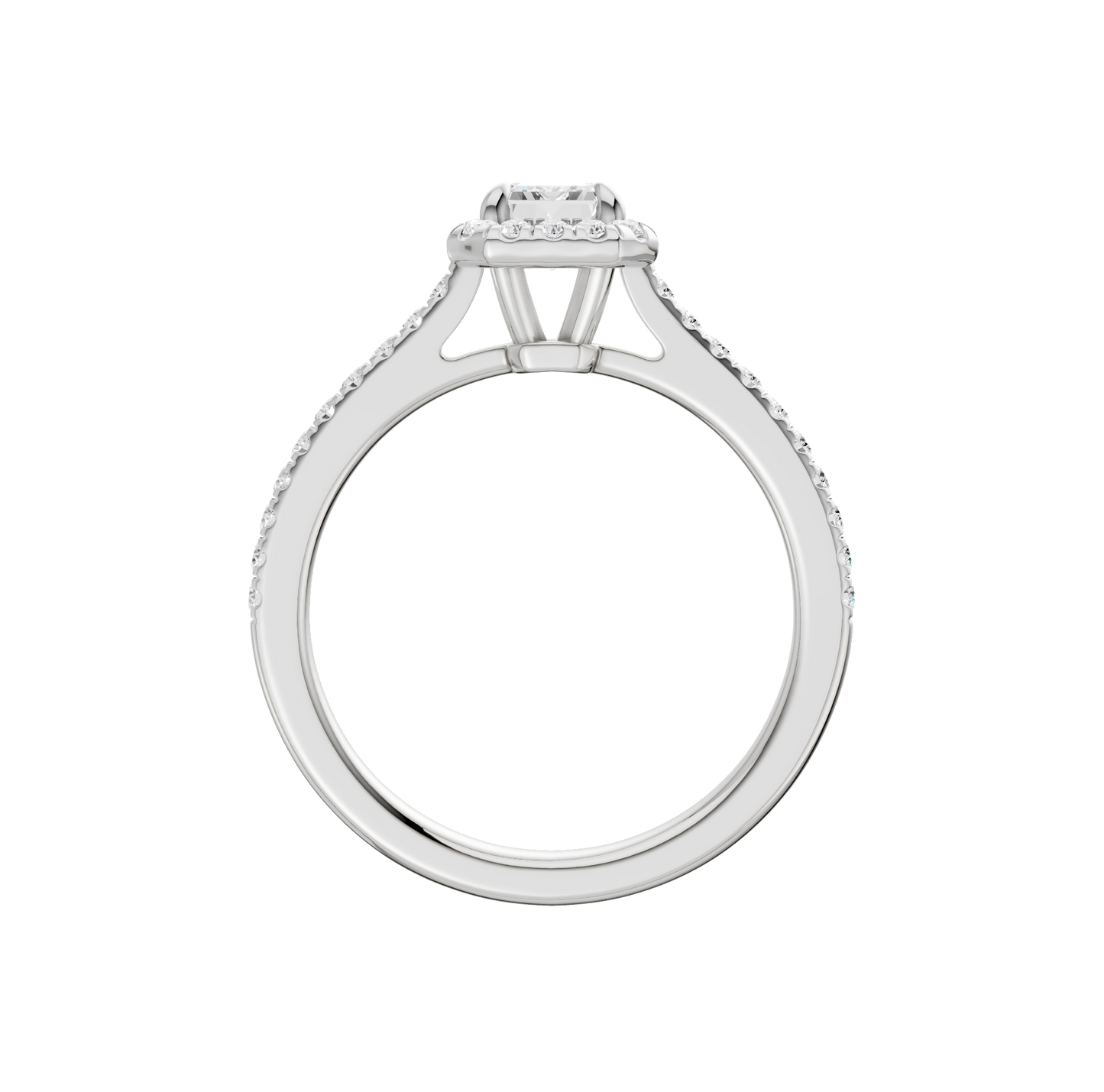 1.00ct Emerald Certified Single Halo Lab Diamond Ring