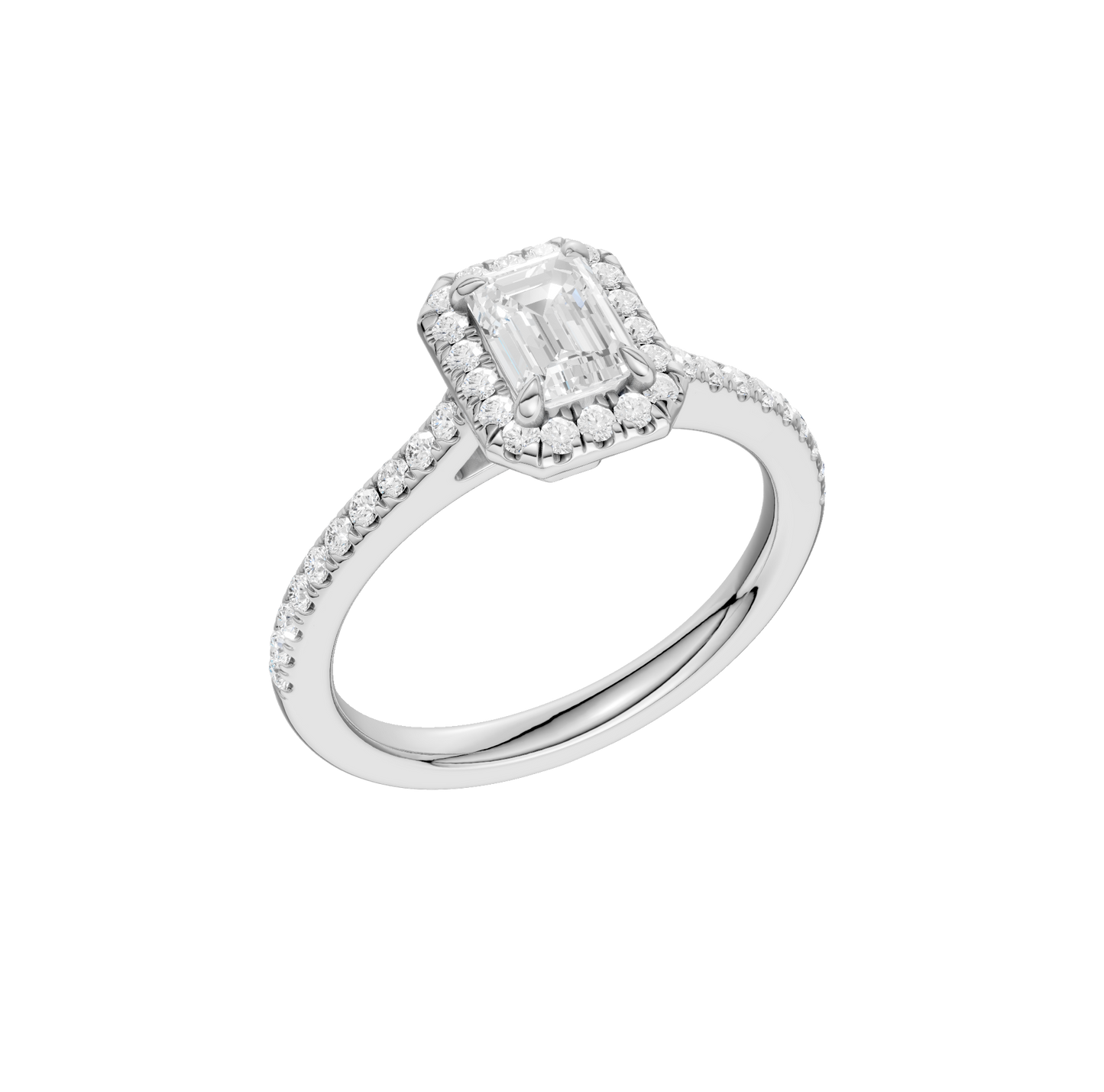 1.00ct Emerald Certified Single Halo Lab Diamond Ring