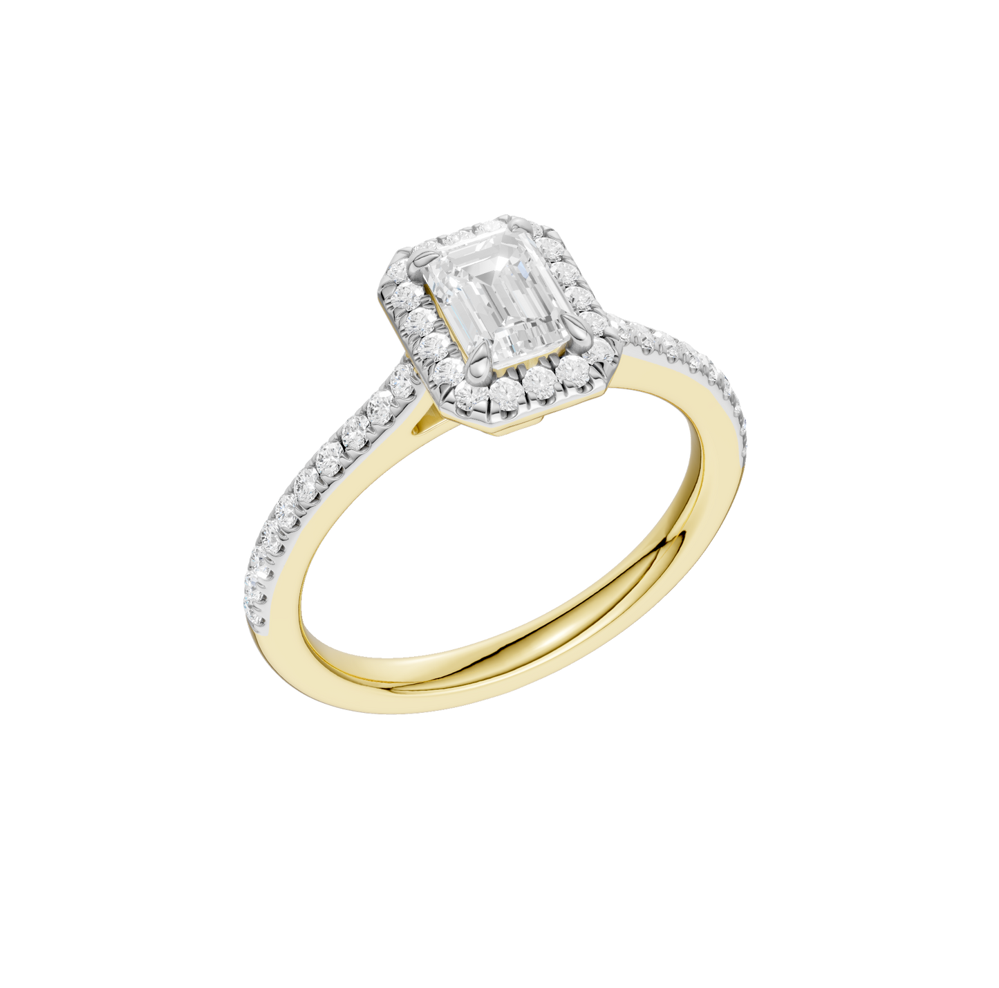 1.00ct Emerald Certified Single Halo Lab Diamond Ring