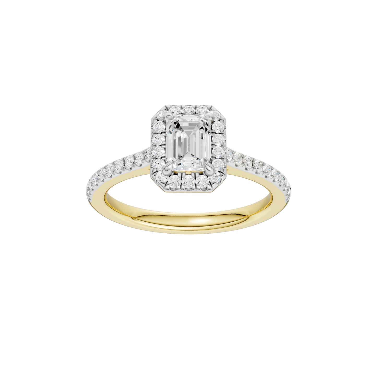 1.00ct Emerald Certified Single Halo Lab Diamond Ring