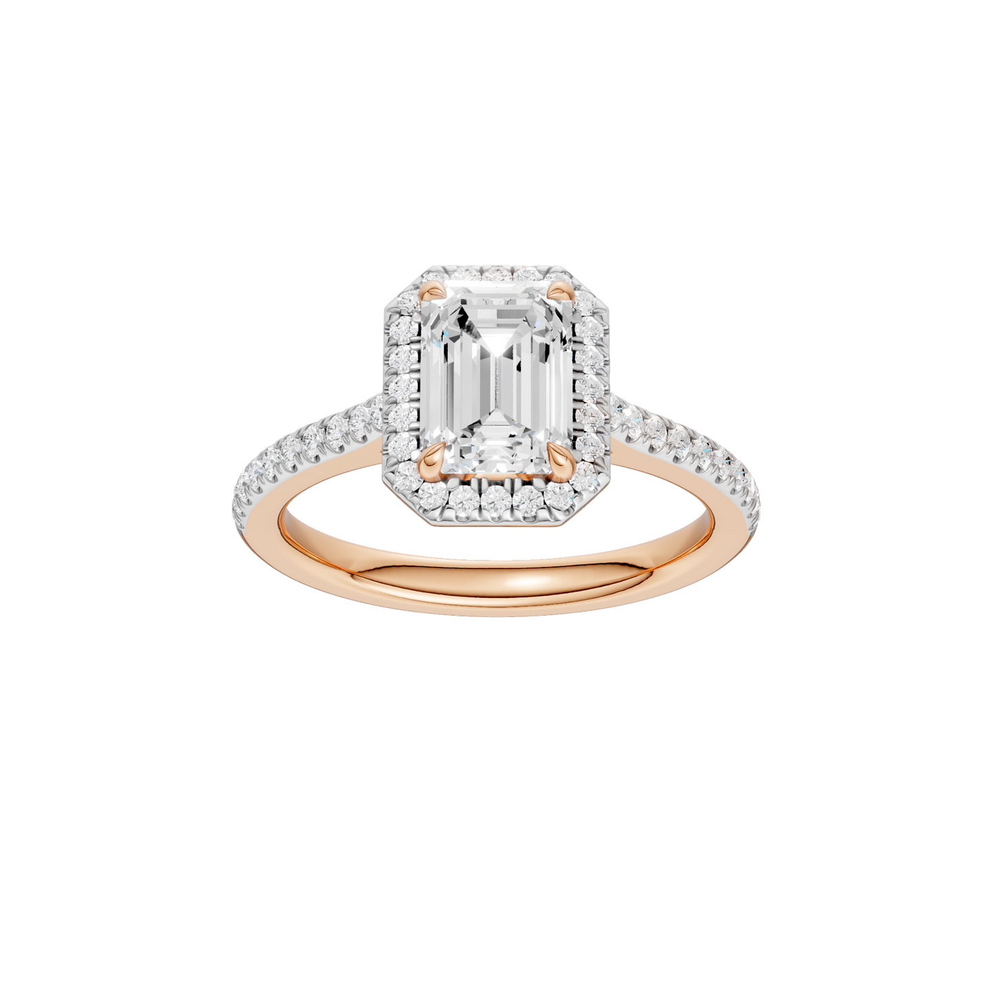 1.75ct Emerald Certified Single Halo Lab Diamond Ring