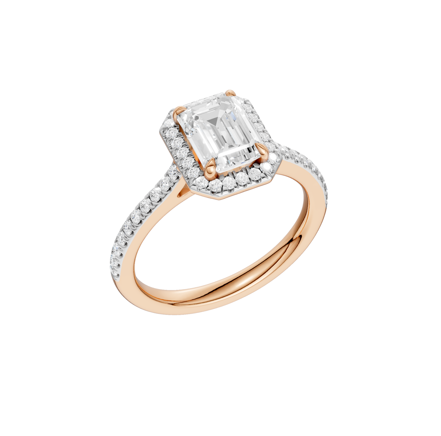 1.75ct Emerald Certified Single Halo Lab Diamond Ring