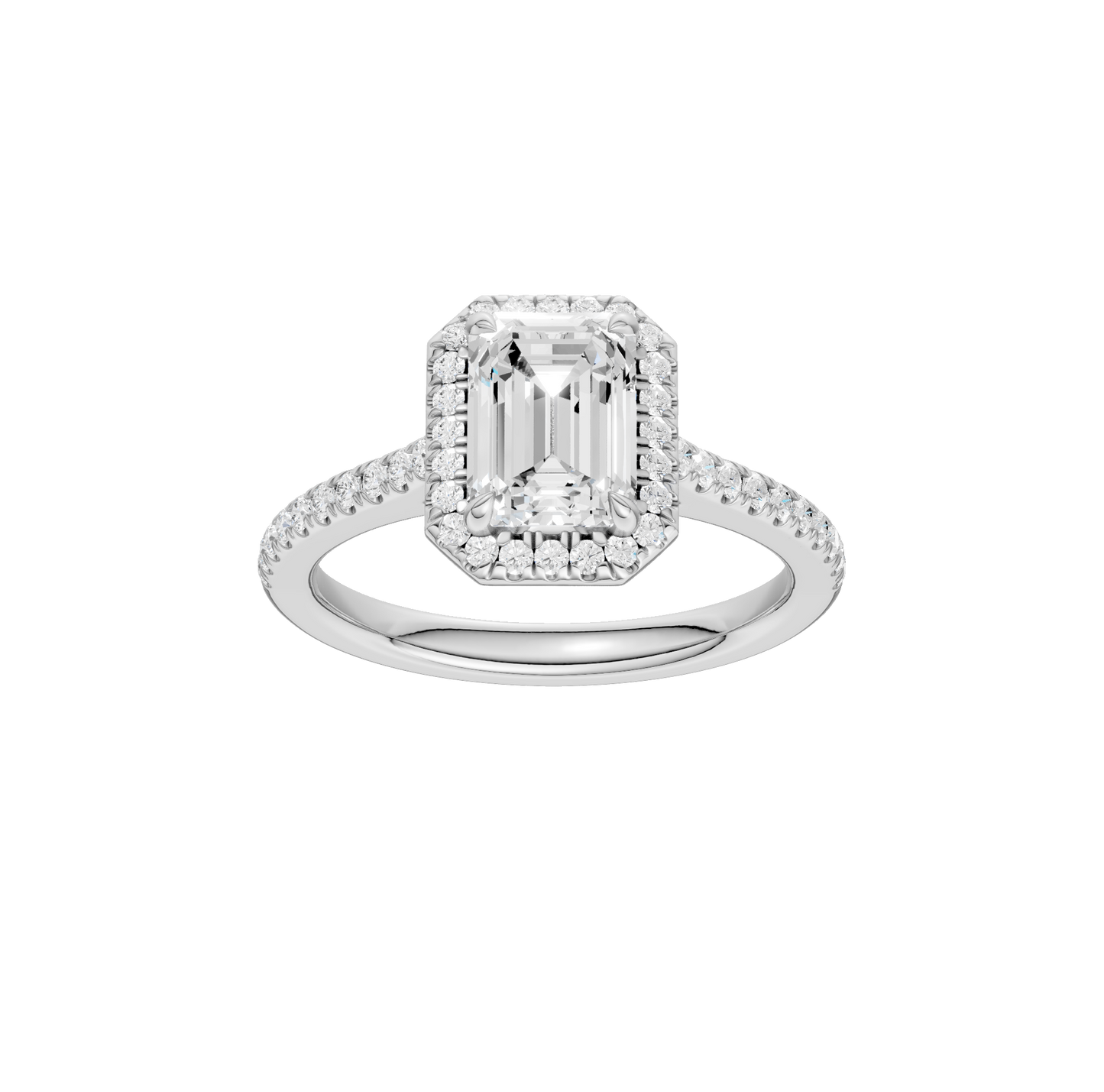 1.75ct Emerald Certified Single Halo Lab Diamond Ring