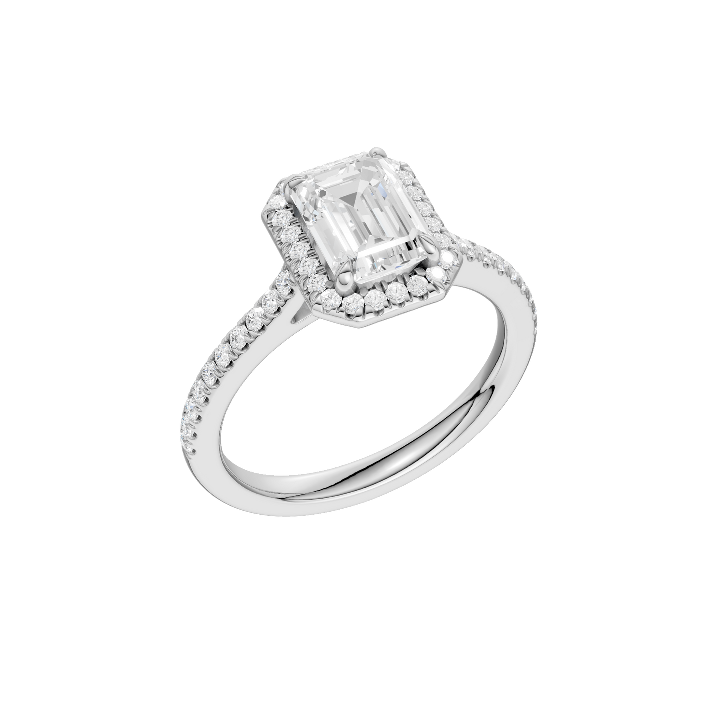 1.75ct Emerald Certified Single Halo Lab Diamond Ring