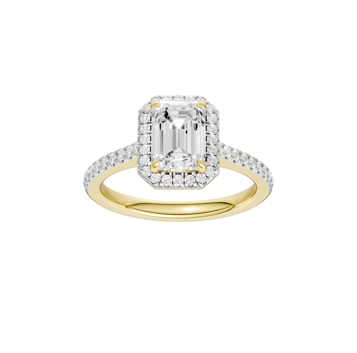 1.75ct Emerald Certified Single Halo Lab Diamond Ring