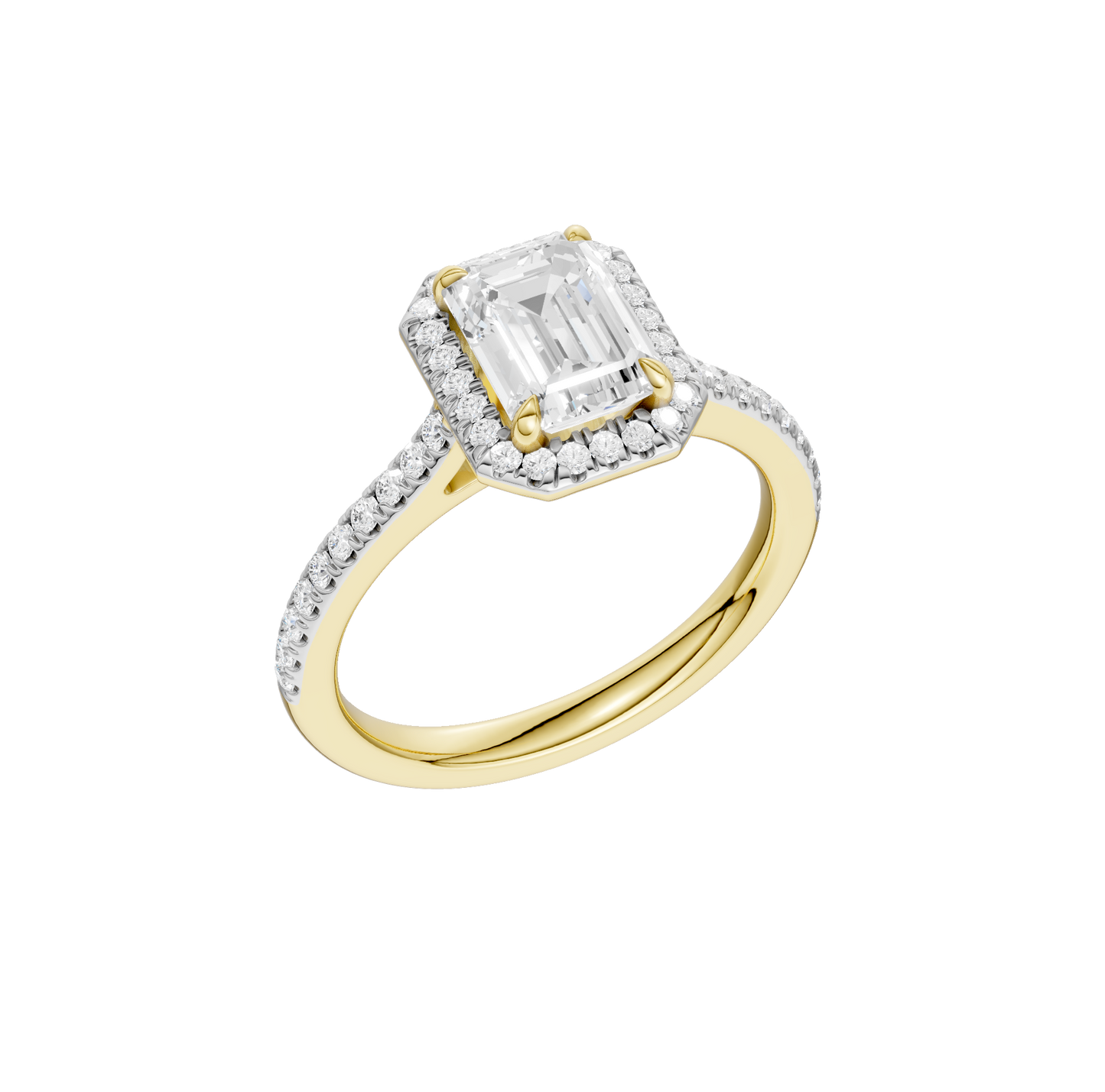 1.75ct Emerald Certified Single Halo Lab Diamond Ring