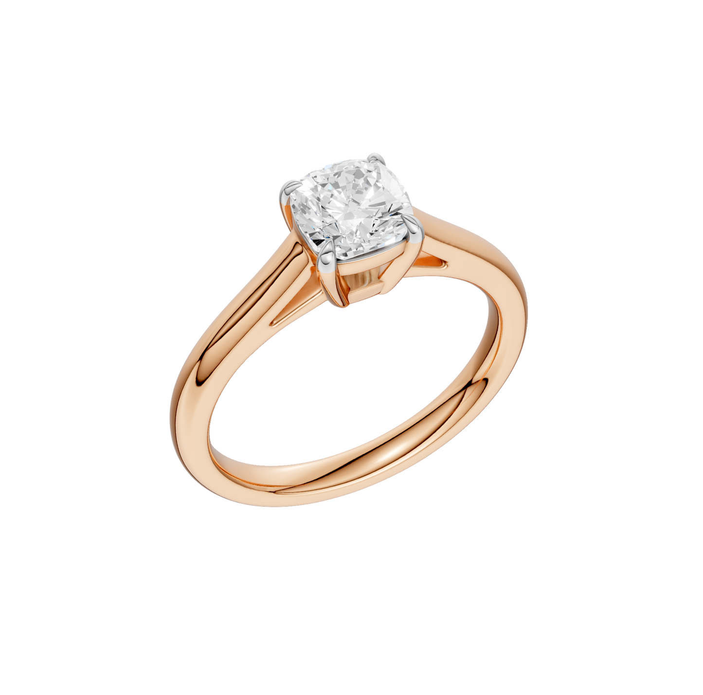 1.00ct Cushion Certified Solitaire Lab Diamond Ring