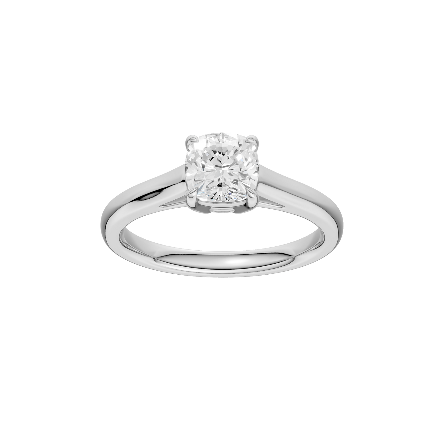 1.00ct Cushion Certified Solitaire Lab Diamond Ring
