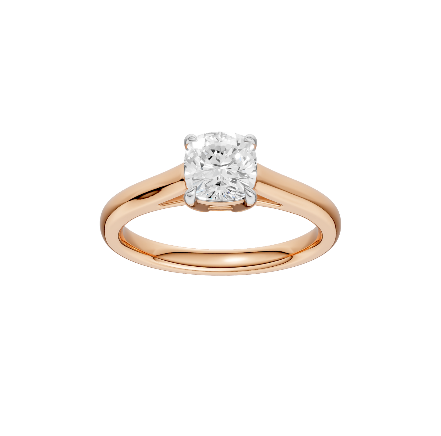 1.00ct Cushion Certified Solitaire Lab Diamond Ring