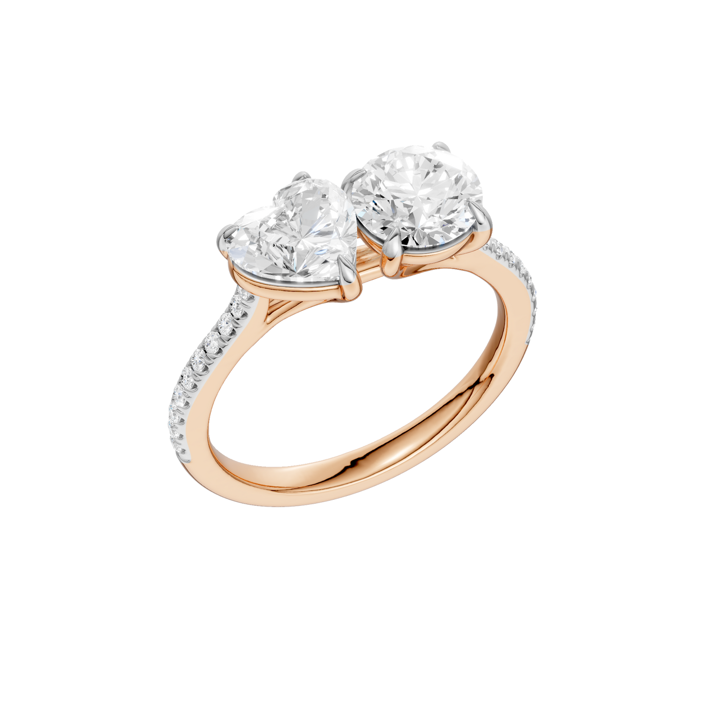 2.15ct Heart & Round Certified Lab Diamond Ring
