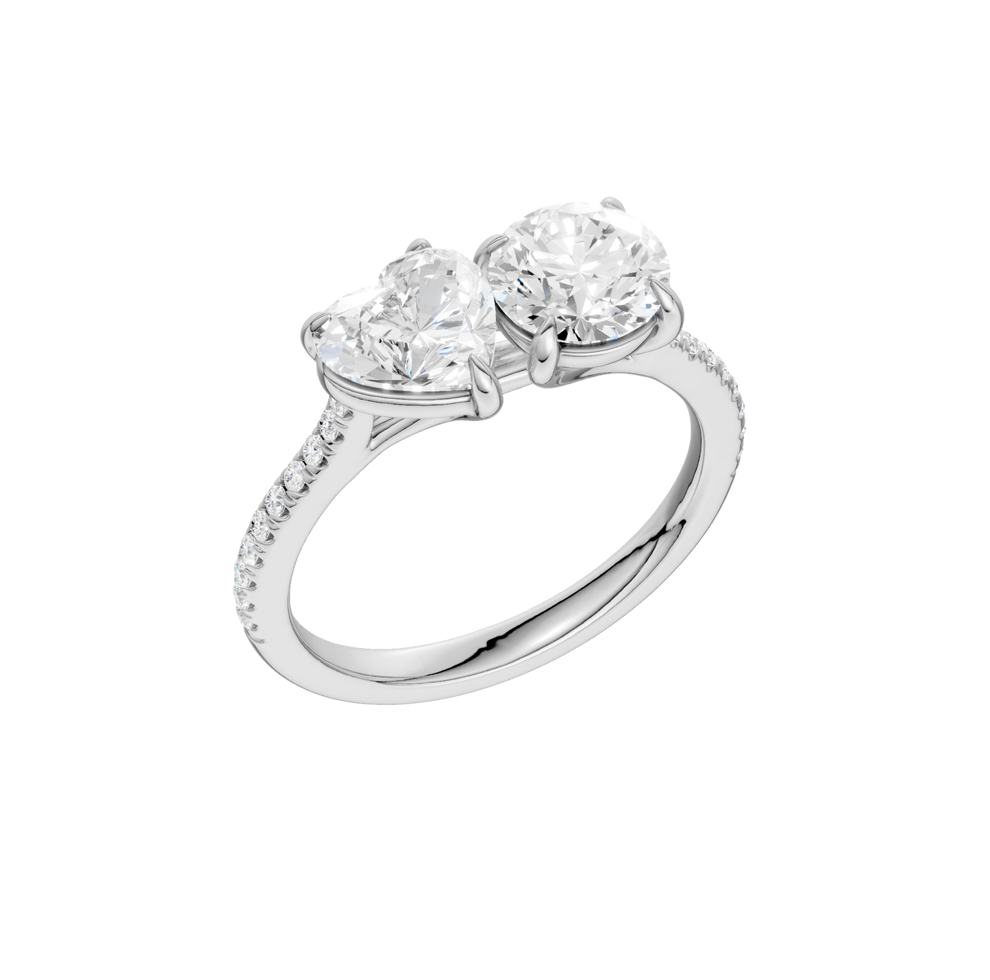 2.15ct Heart & Round Certified Lab Diamond Ring