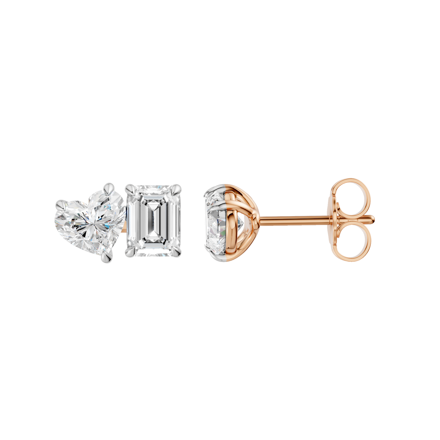 2.00ct Heart & Emerald Certified Lab Diamond Stud Earring
