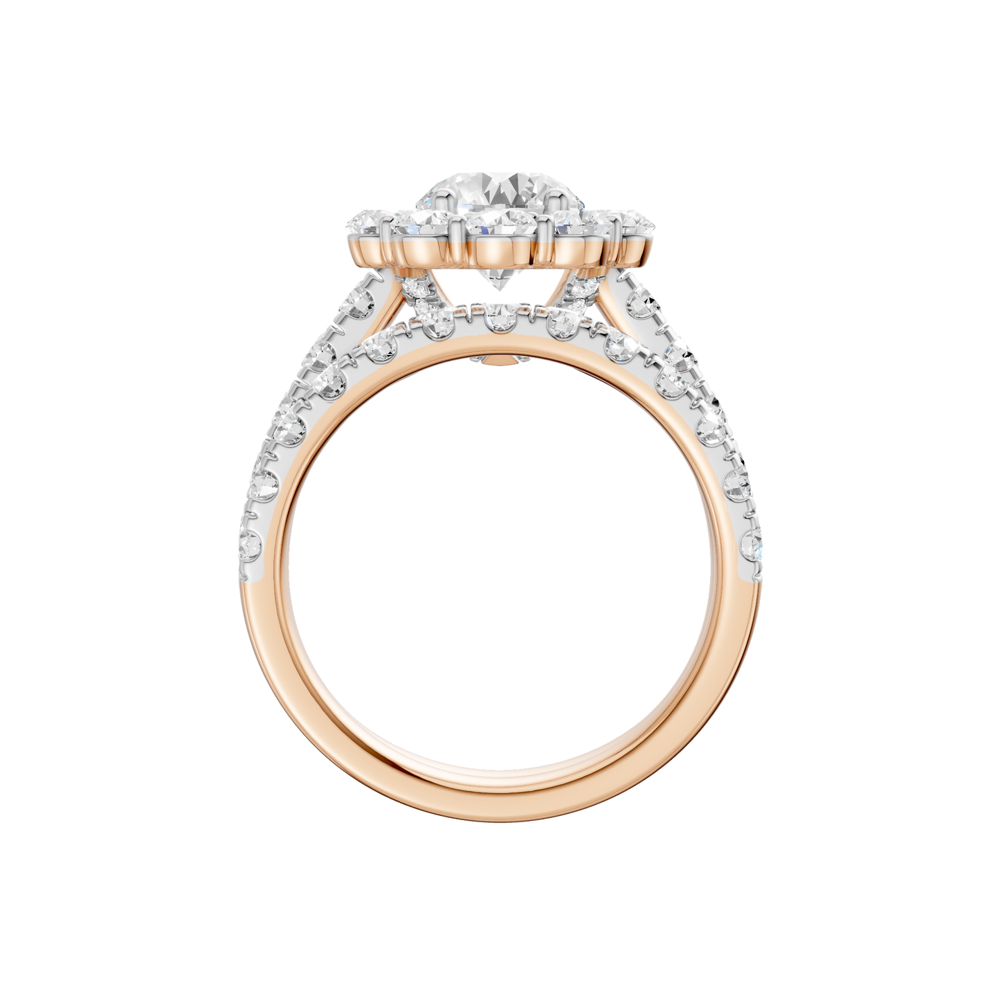 3.00ct Round Certified Single Halo Lab Diamond Ring