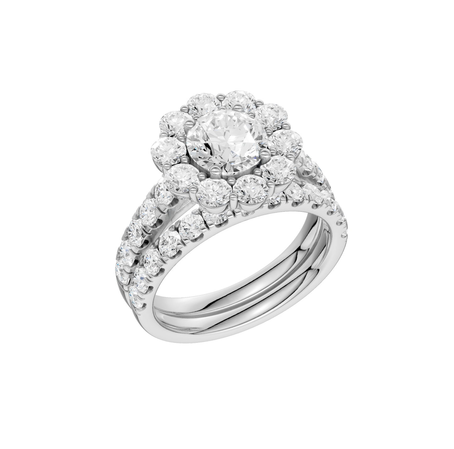 3.00ct Round Certified Single Halo Lab Diamond Ring