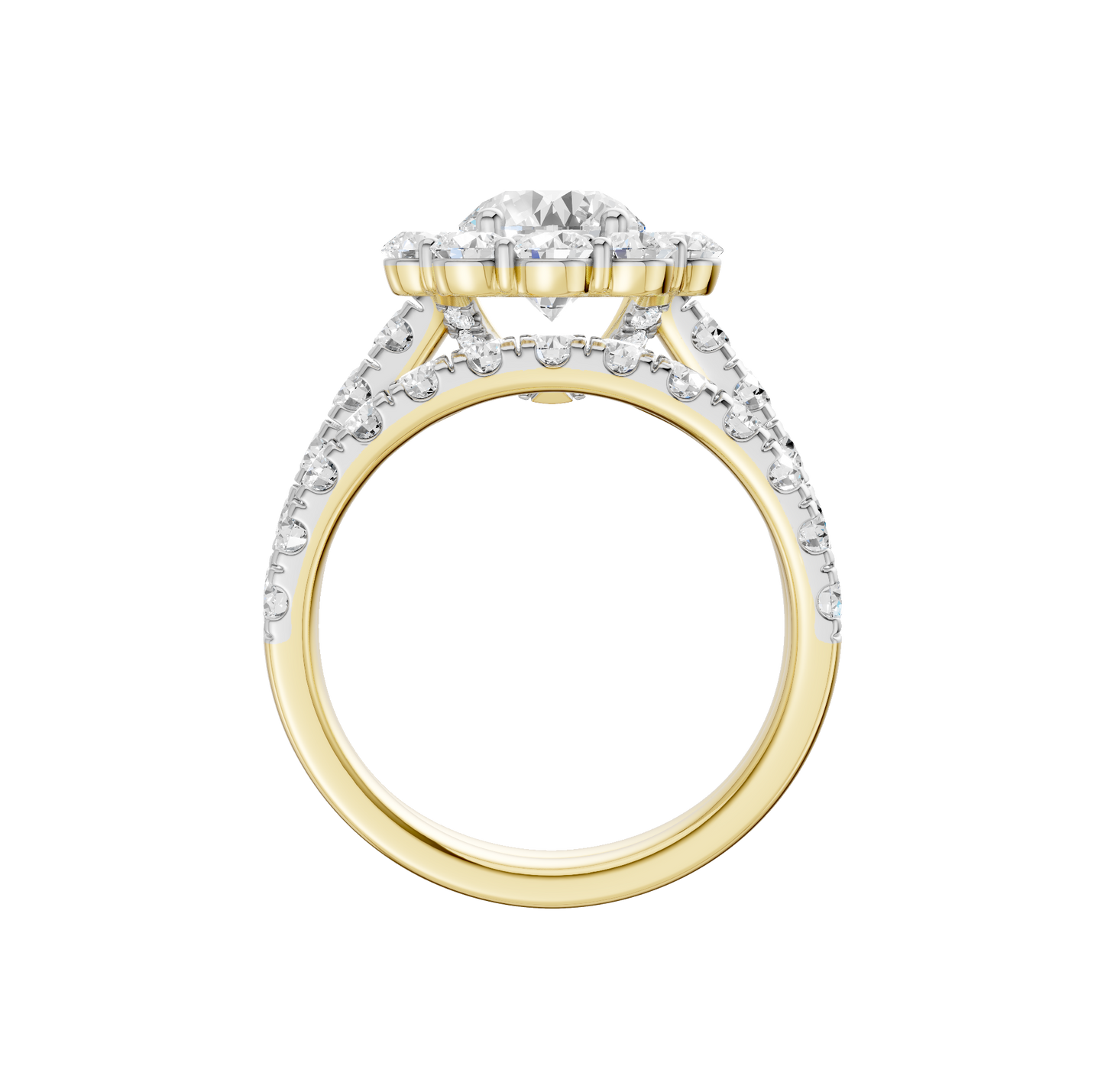 3.00ct Round Certified Single Halo Lab Diamond Ring