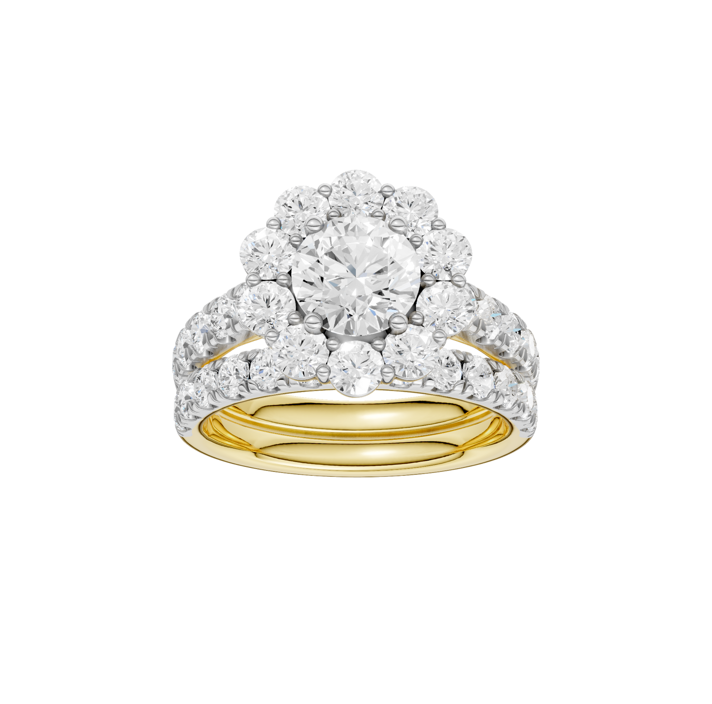 3.00ct Round Certified Single Halo Lab Diamond Ring