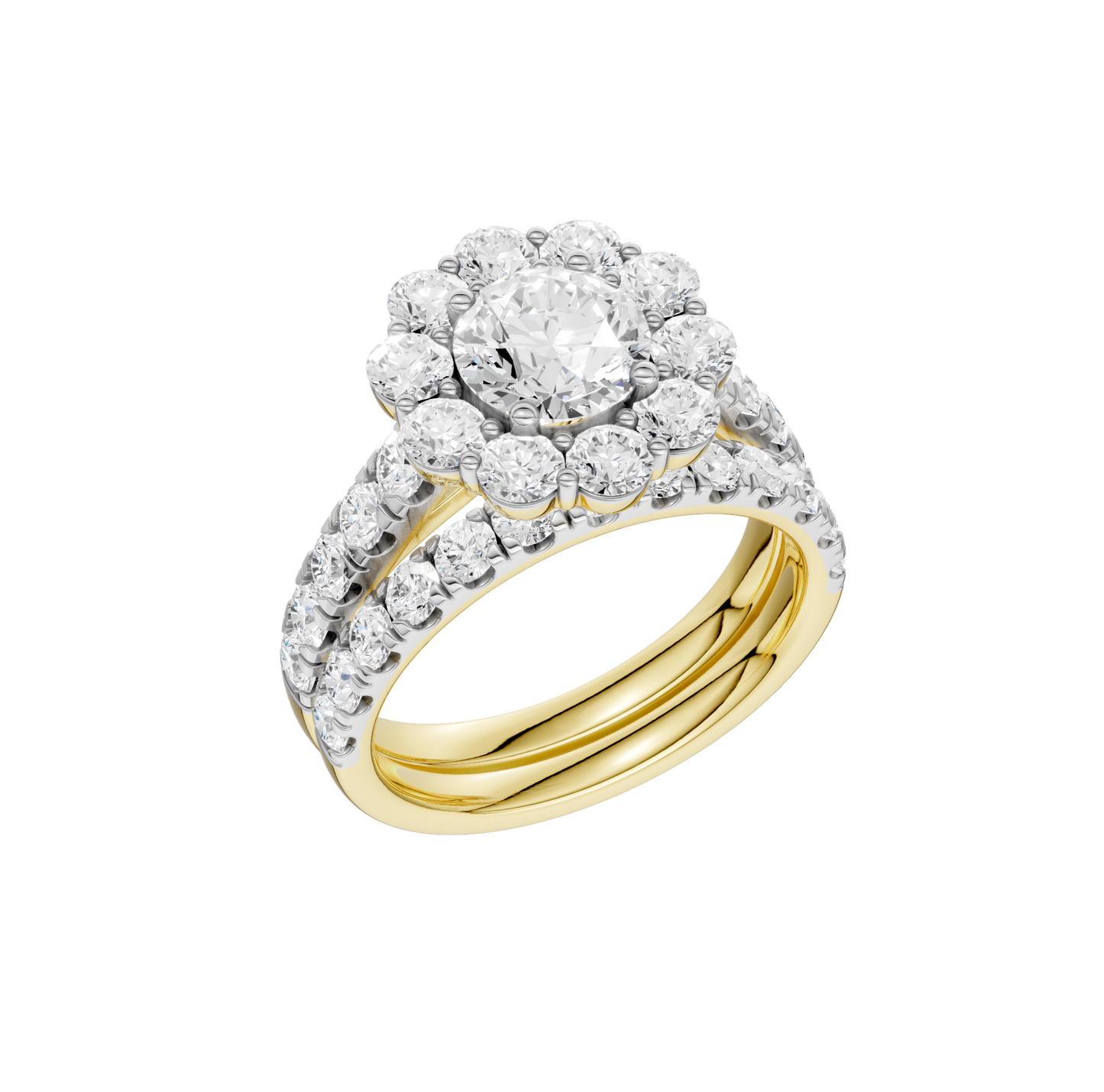 3.00ct Round Certified Single Halo Lab Diamond Ring