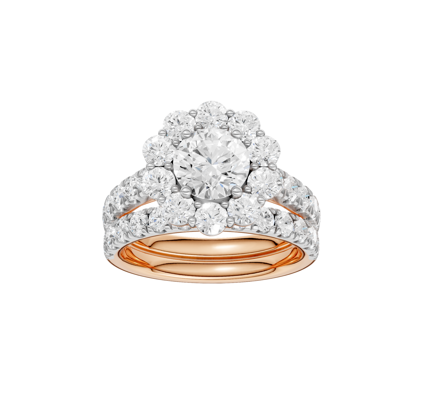3.00ct Round Certified Single Halo Lab Diamond Ring