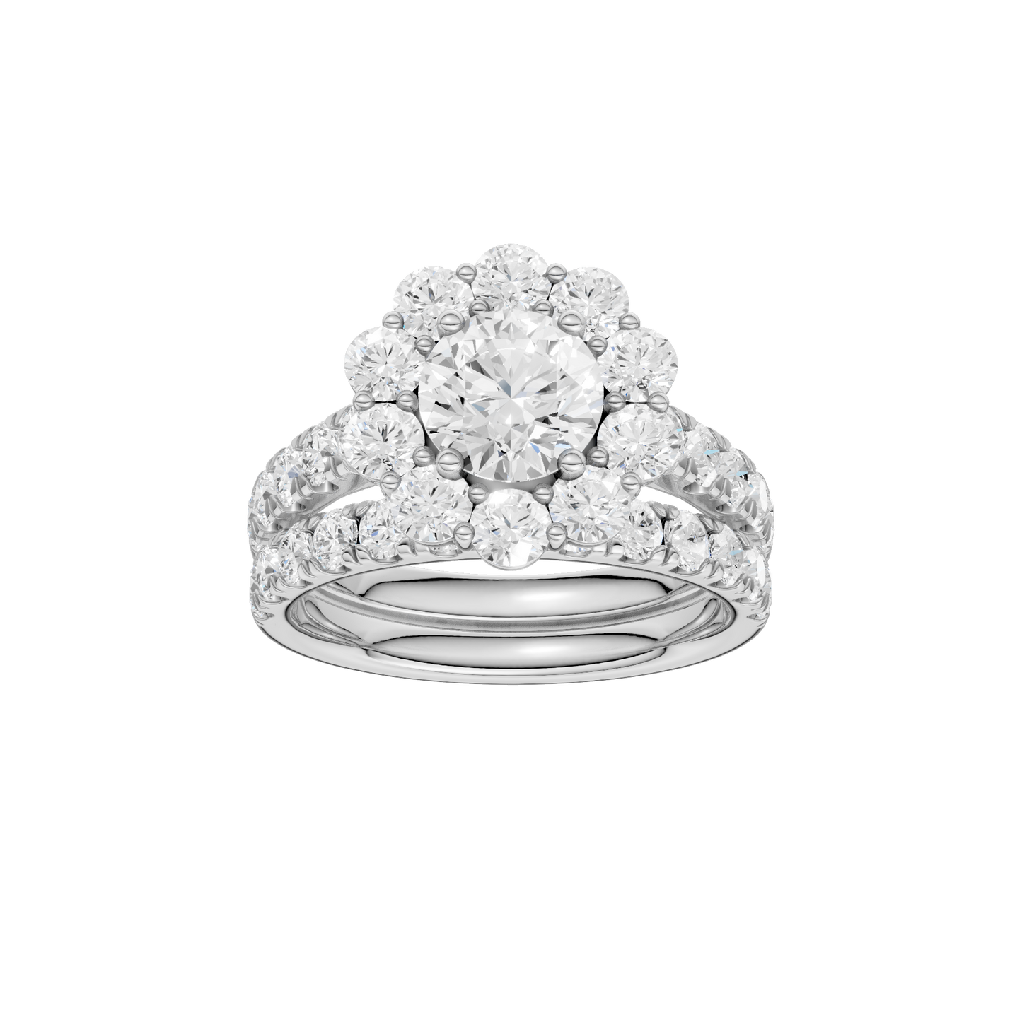 3.00ct Round Certified Single Halo Lab Diamond Ring