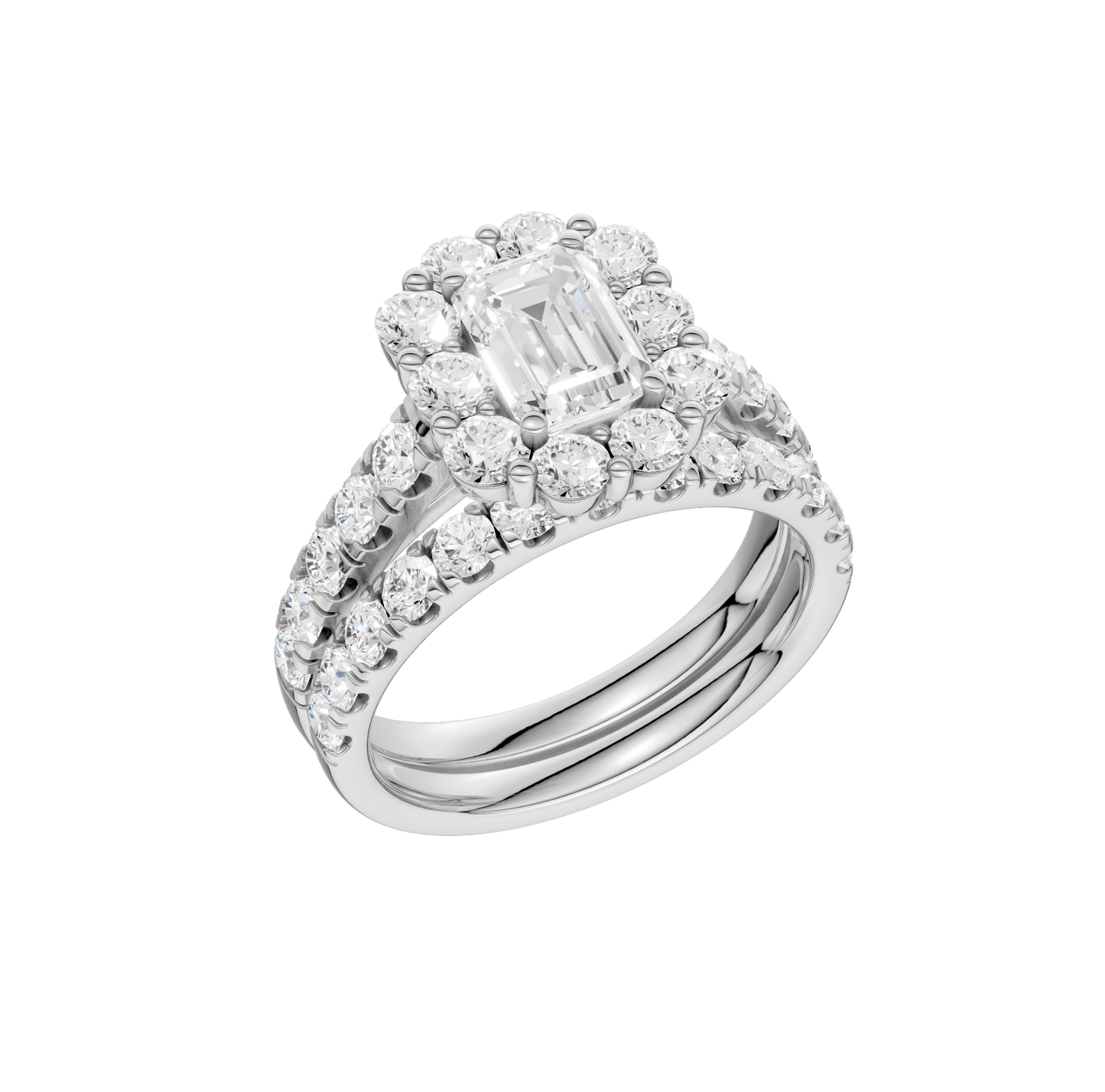 2.34ct Emerald Certified Single Halo Lab Diamond Ring