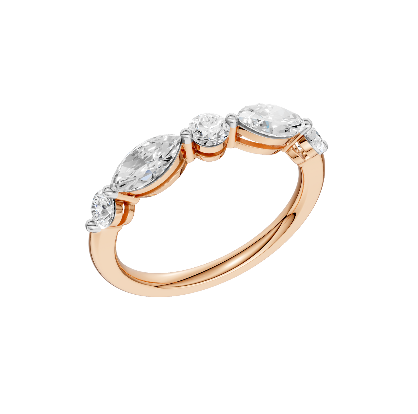 1.00ct Round & Marquise Certified Lab Diamond Ring