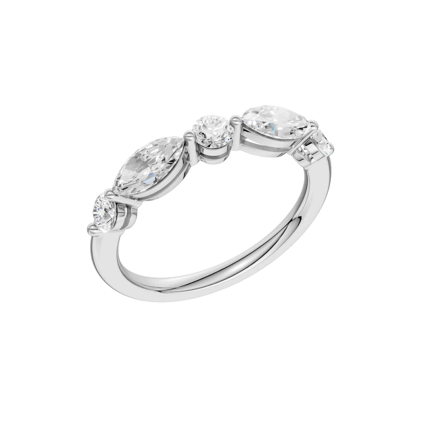 1.00ct Round & Marquise Certified Lab Diamond Ring