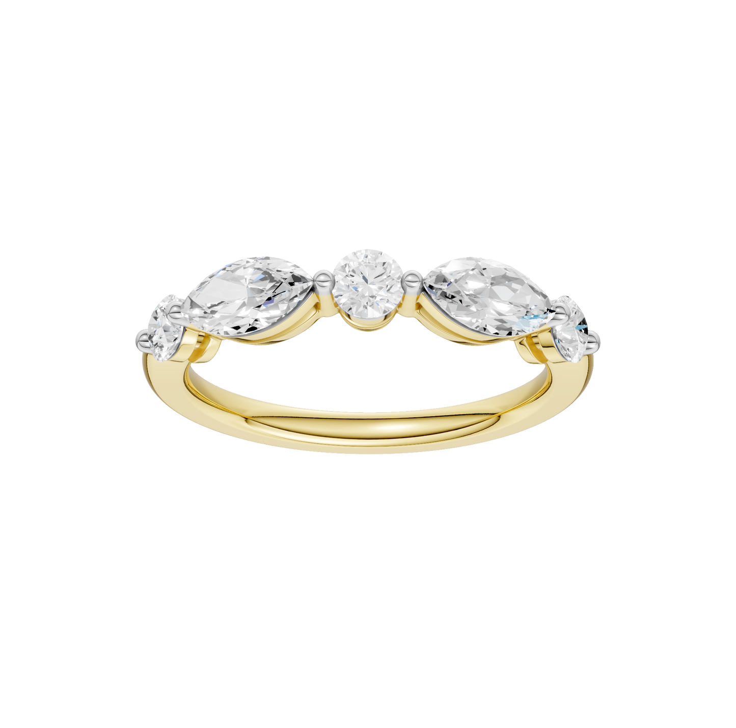 1.00ct Round & Marquise Certified Lab Diamond Ring