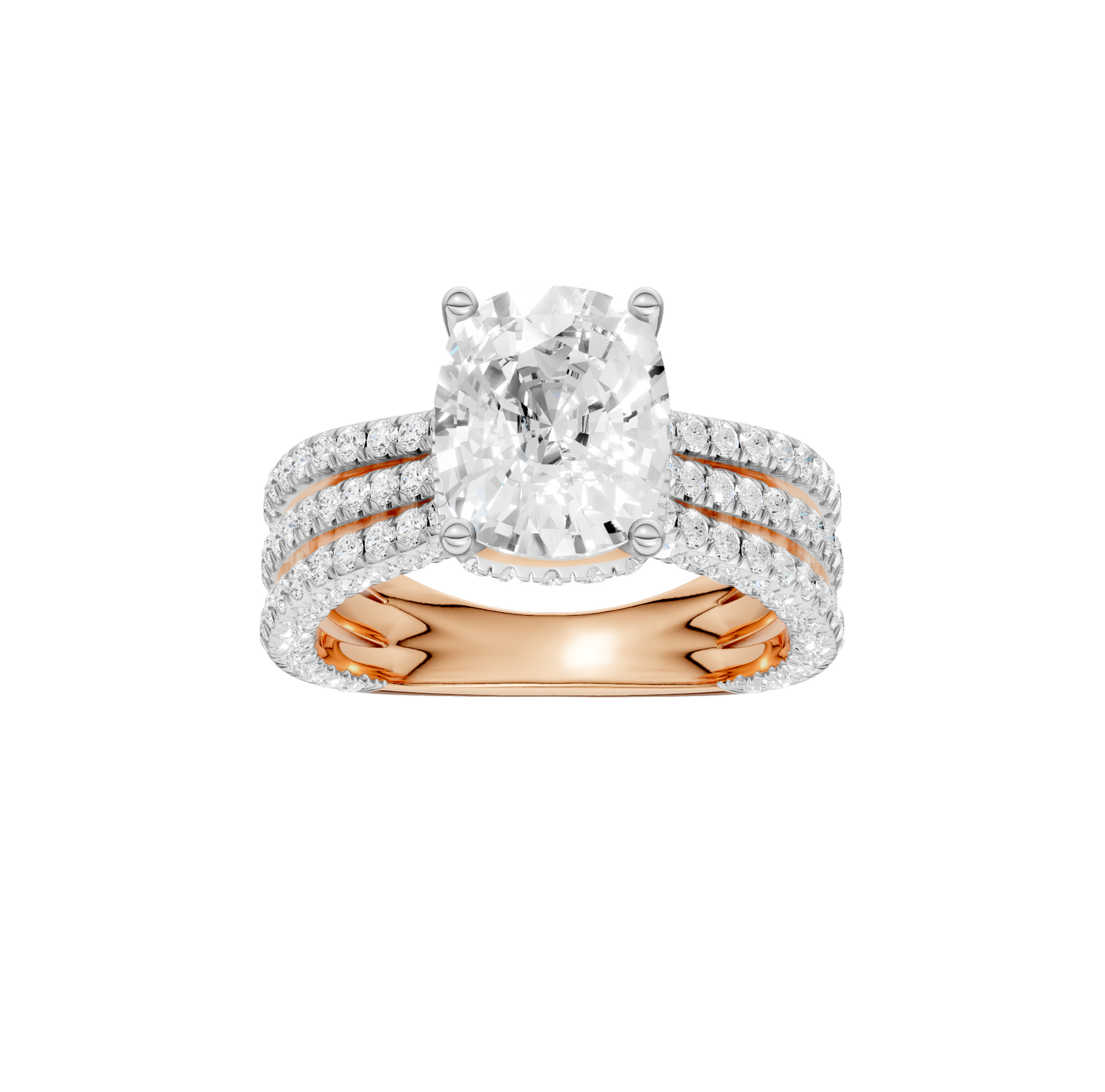 4.00ct Elongated Cushion Certified Lab Diamond Ring