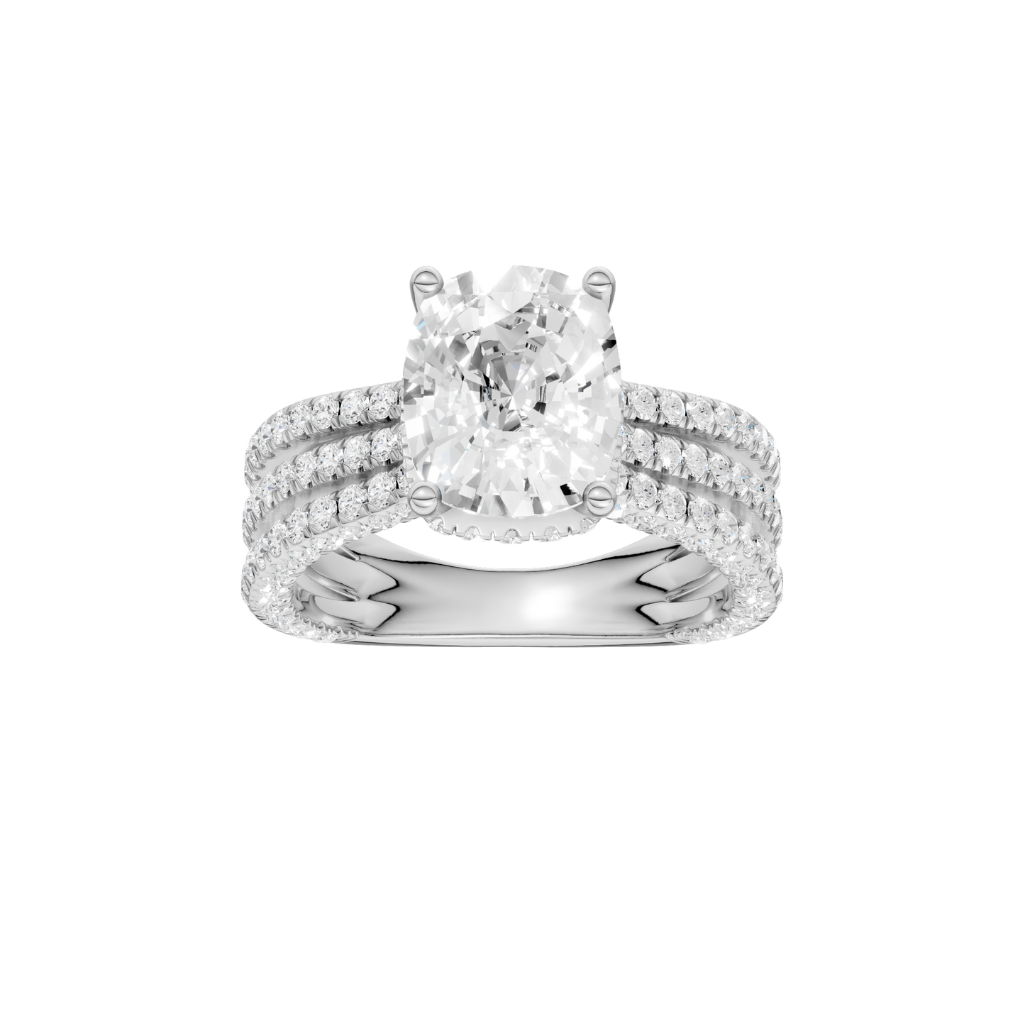 4.00ct Elongated Cushion Certified Lab Diamond Ring