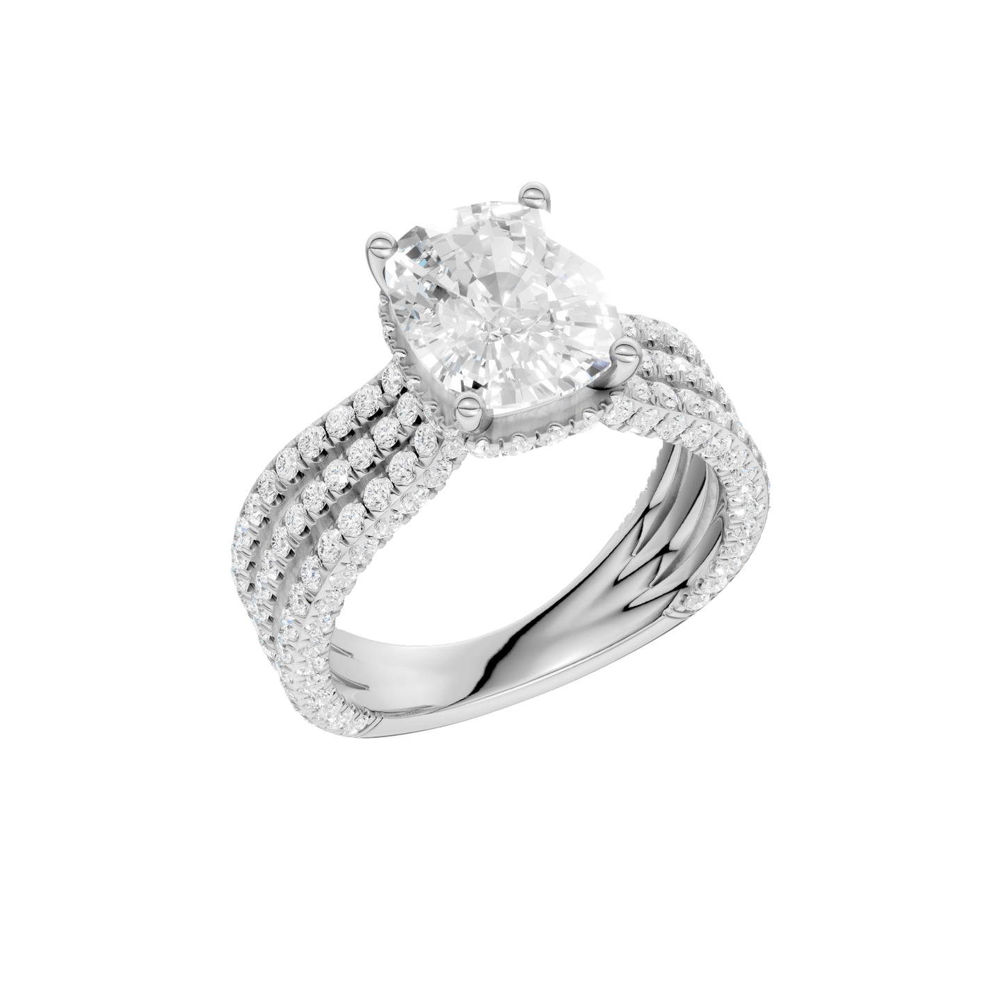 4.00ct Elongated Cushion Certified Lab Diamond Ring