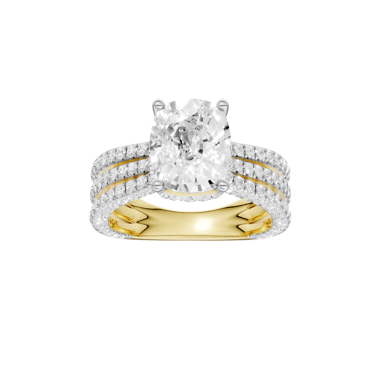 4.00ct Elongated Cushion Certified Lab Diamond Ring