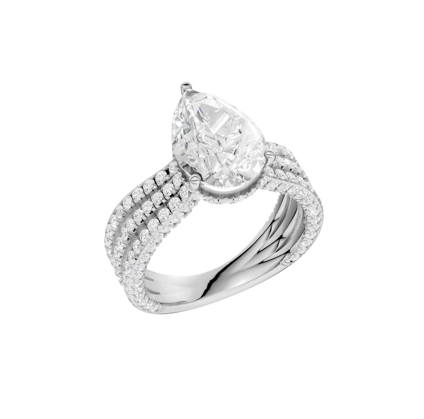 4.00ct Pear Certified Lab Diamond Ring