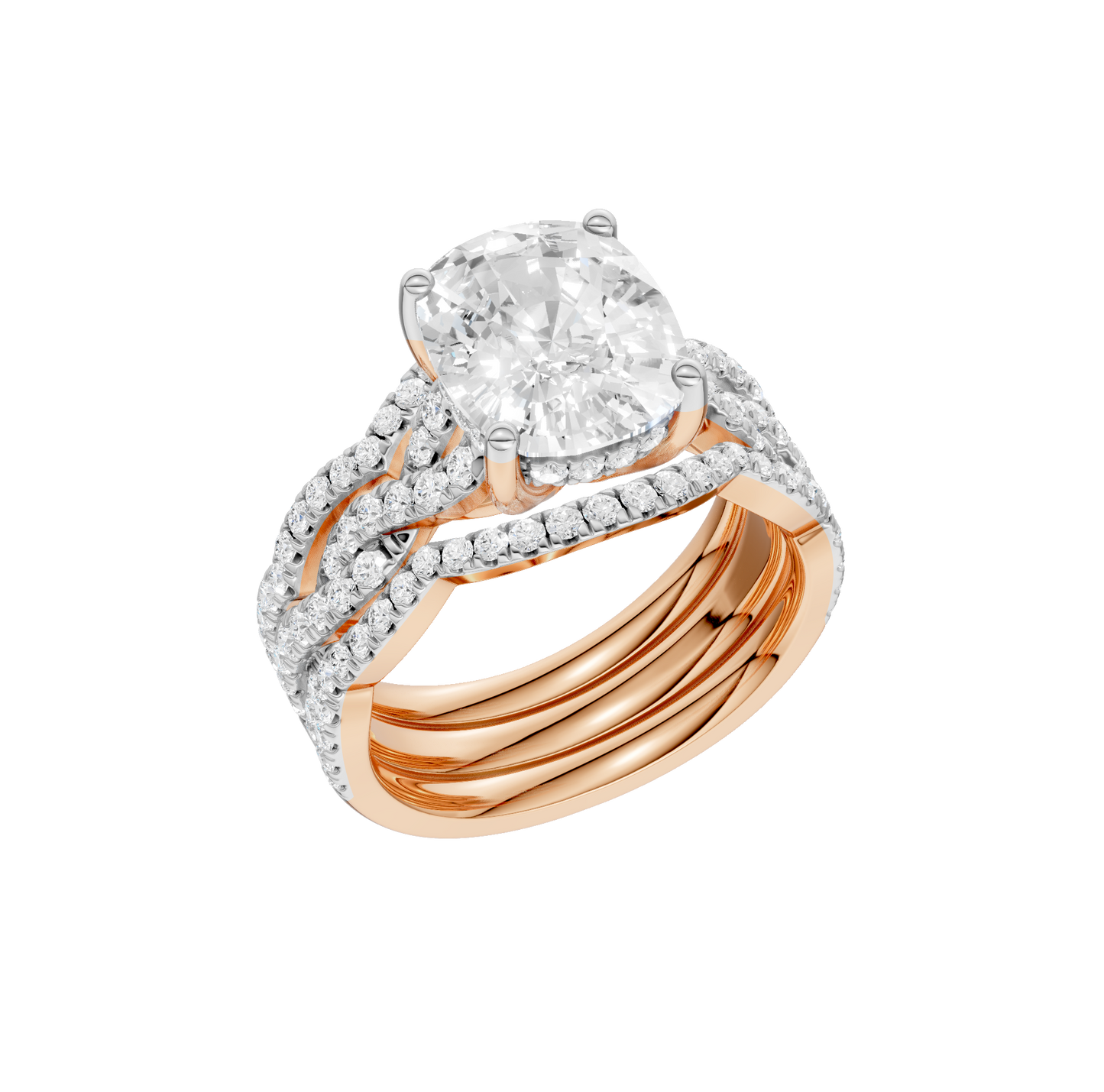 3.75ct Elongated Cushion Certified Lab Diamond Ring