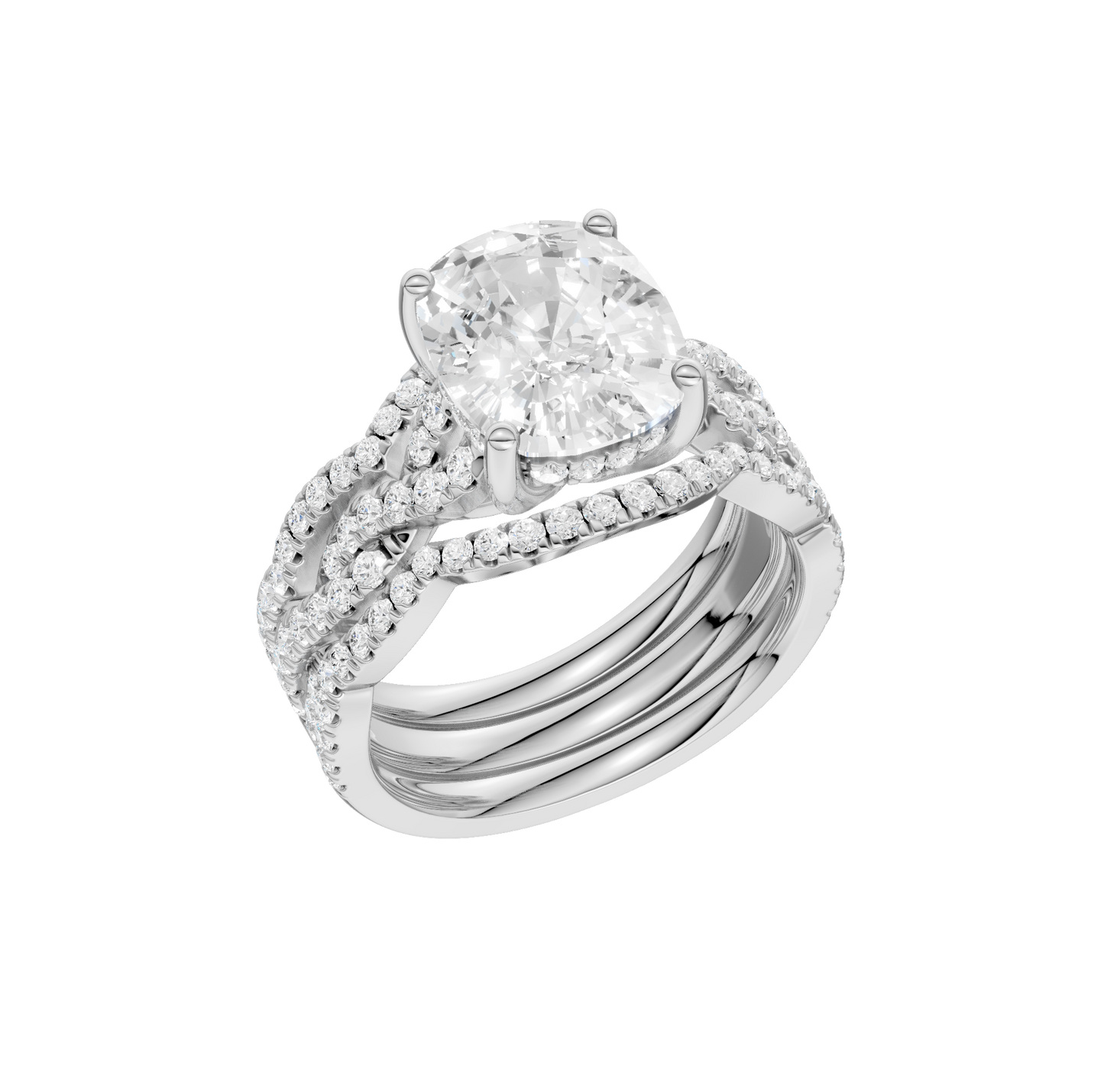 3.75ct Elongated Cushion Certified Lab Diamond Ring