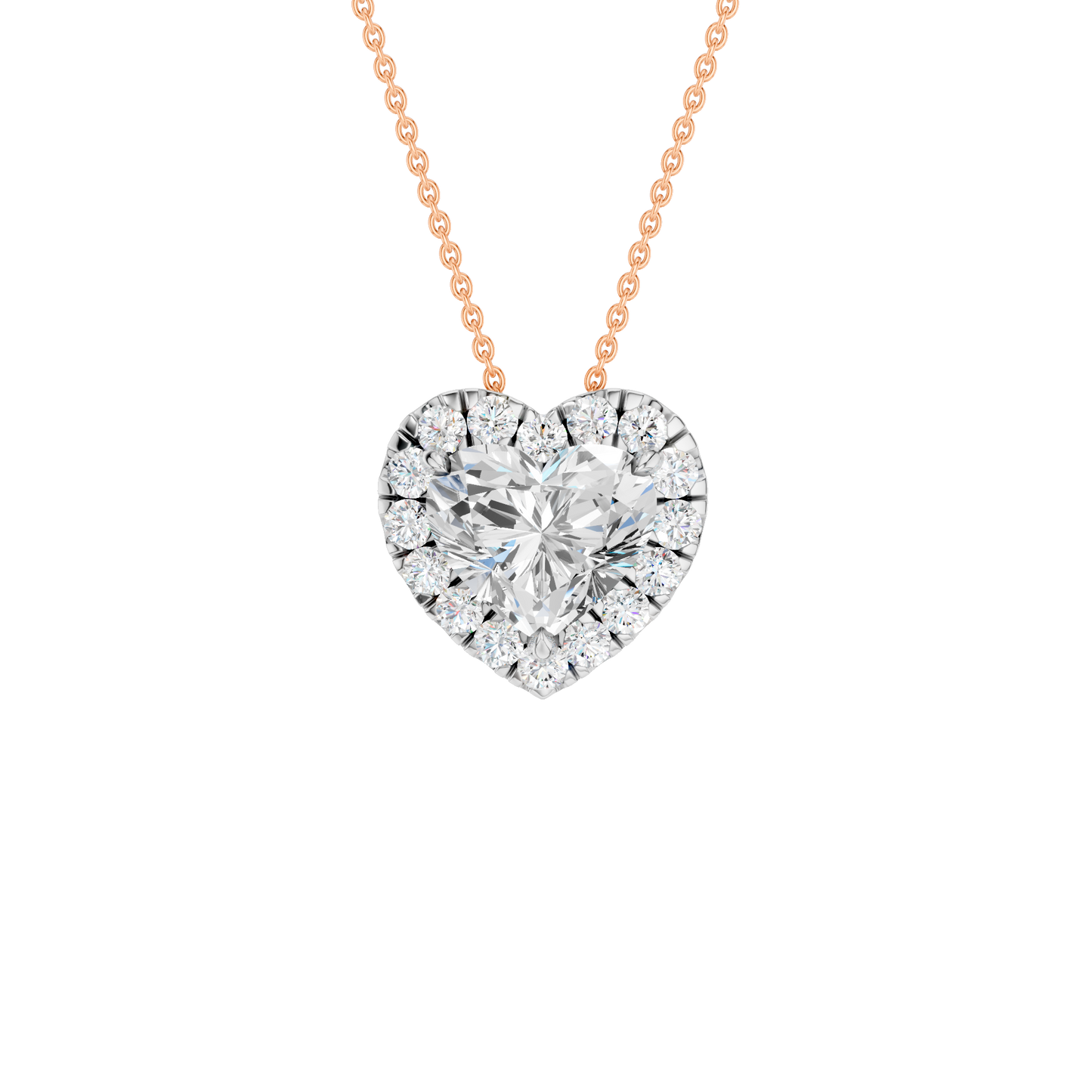 1.16ct Heart Certified Single Halo Lab Diamond Pendant