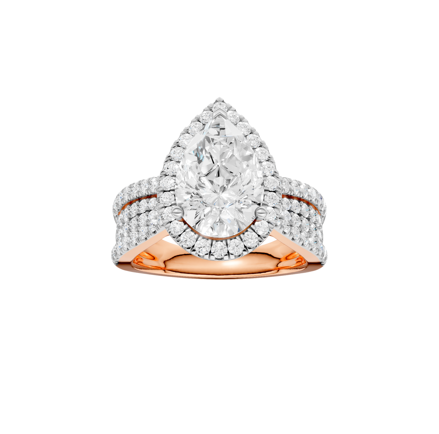 3.90ct Pear Certified Single Halo Lab Diamond Ring