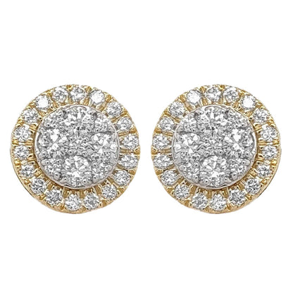 Certified 1 CTW Round Cut VS Lab Grown Stud Earrings 10KT Gold