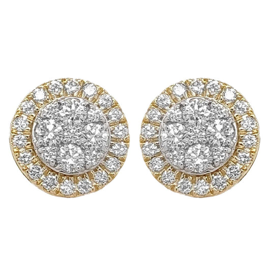 Certified 1 CTW Round Cut VS Lab Grown Stud Earrings 10KT Gold