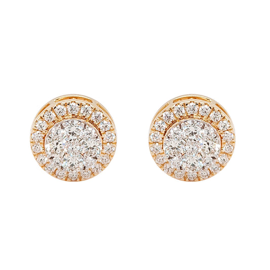 Certified 2 CTW Round Cut VS Lab Grown Stud Earrings 10KT Gold