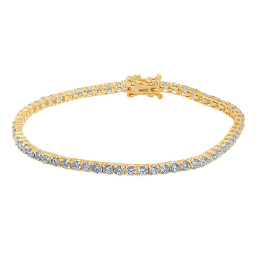 Certified 4 CTW Round VS Lab Grown 7" Tennis Bracelets 14KT Gold