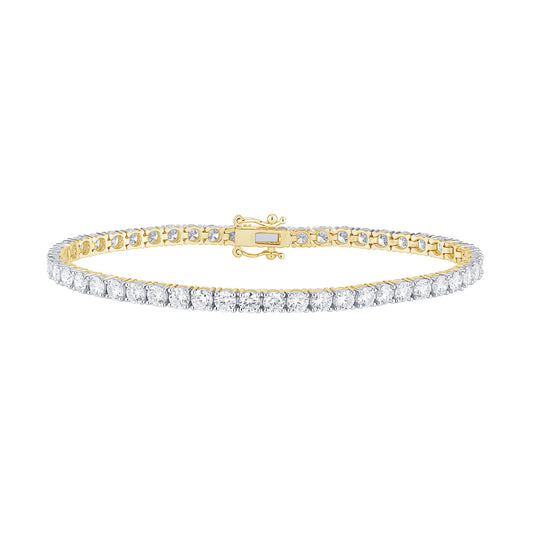 Certified 7 CTW Round VS Lab Grown 7" Tennis Bracelets 14KT Gold
